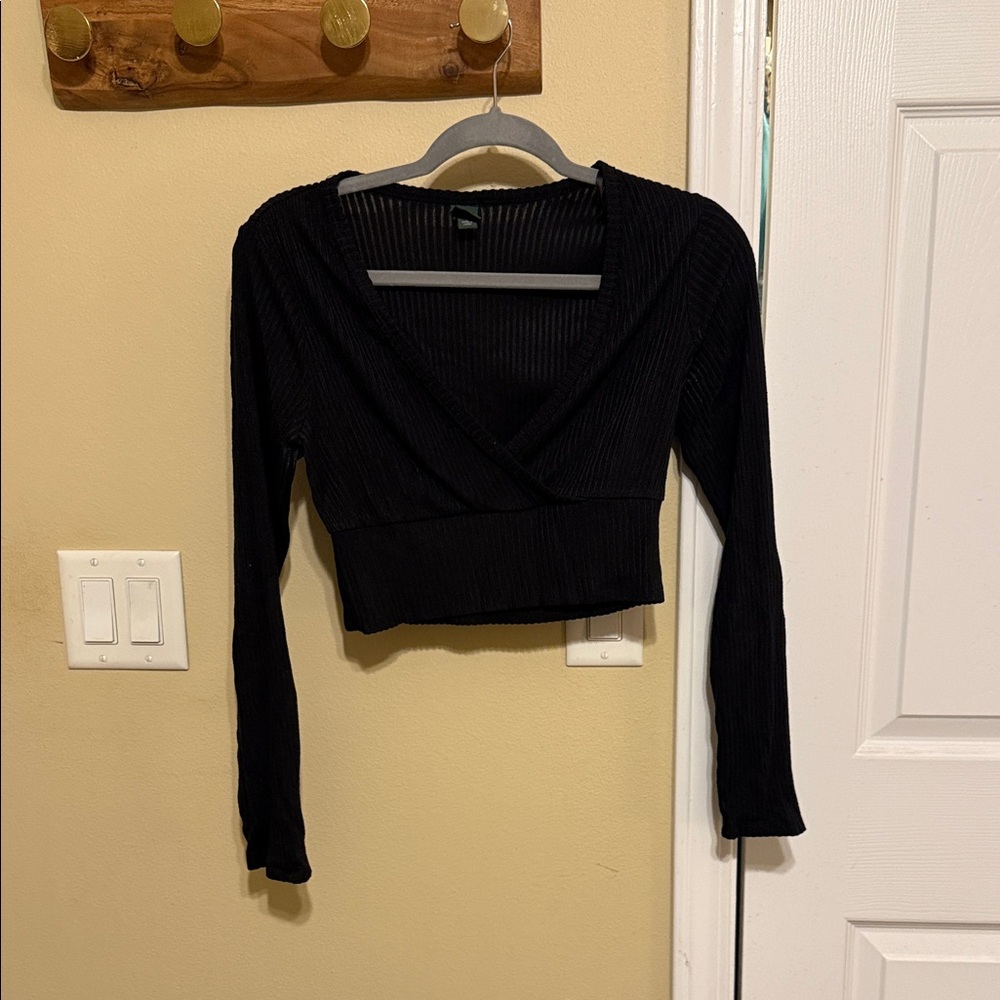 Wild Fable Black Ribbed Crop Top
